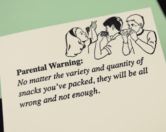 Snacks Parental Warning - letterpress card