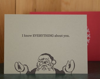 Santa Knows - letterpress holiday card