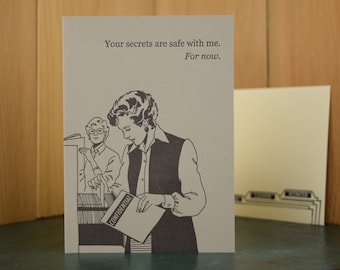 Secrets - letterpress friendship card