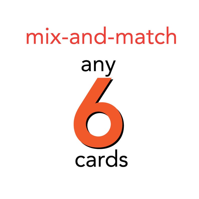 Mix-N-Match any 6 letterpress greetings image 1