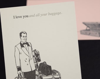 Baggage Love - letterpress love card