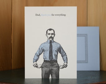 Thanks Dad - letterpress Father's Day card