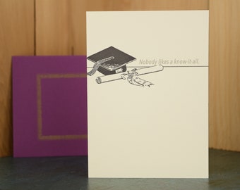 Know-it-All - letterpress graduation card