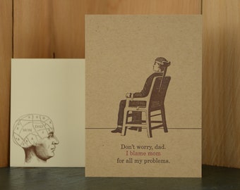 Blame Mom - letterpress Father's Day card