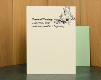 Silence Parental Warning - letterpress card