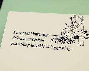 Silence Parental Warning - letterpress card