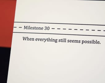 Milestone 30 - letterpress birthday card