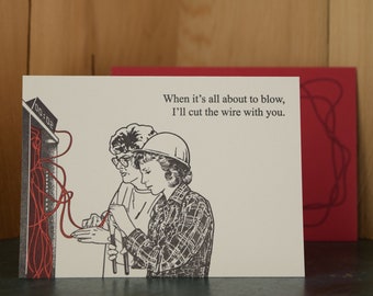 Cut the Wire - letterpress friendship card