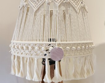 Macrame Floor Lampshade Head - Ecru Handcrafted Cotton, 40cm Diameter