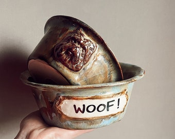 Wuff | Handgefertigter 2-teiliger Keramiknapf für Hundefutter und Wasser