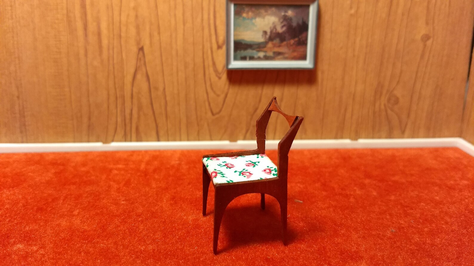 Rooms in Miniature Desk Chair With Rosette Fabric Seat 124 Etsy