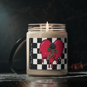 Black Rose Candle/Designer Art Candle Gift For Her/For Him/Scented Soy Candle 9 oz./Dipped In Punk & Emo Vibes