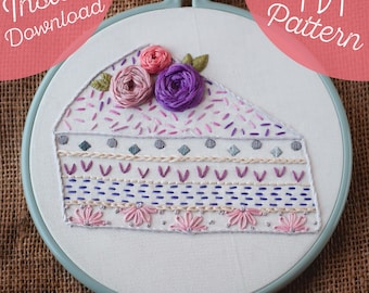 Cake Hand Embroidery Sampler: Beginner DIY Craft (PDF Pattern