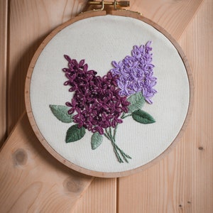 Lilac Embroidery | Finished Embroidery Hoop 6 inches | Embroidery Wall Hangings | Wall Decor