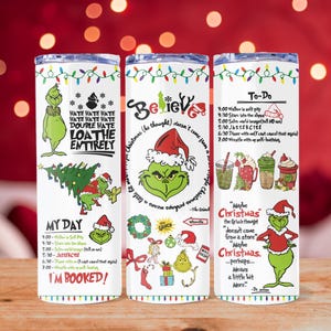 The Grinch Quotes Skinny Tumbler, The Grinch 20oz Tumbler, The Grinch Tumbler, The Grinch Sublimation Tumbler, Christmas Gift, Handmade Cup