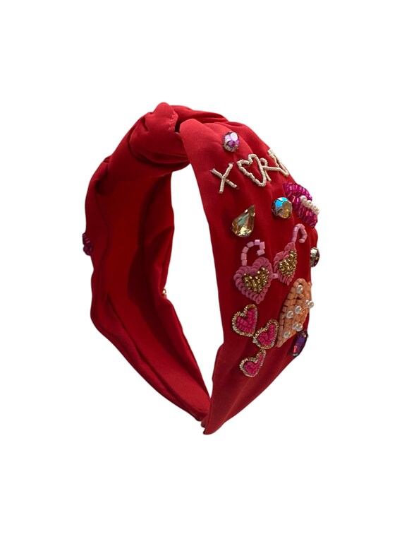 VALENTINE\'S DAY LIPS PATTERN BEADED HEADBAND Bailey Lips Pattern Beaded Headband – Sophia Collection main image 3