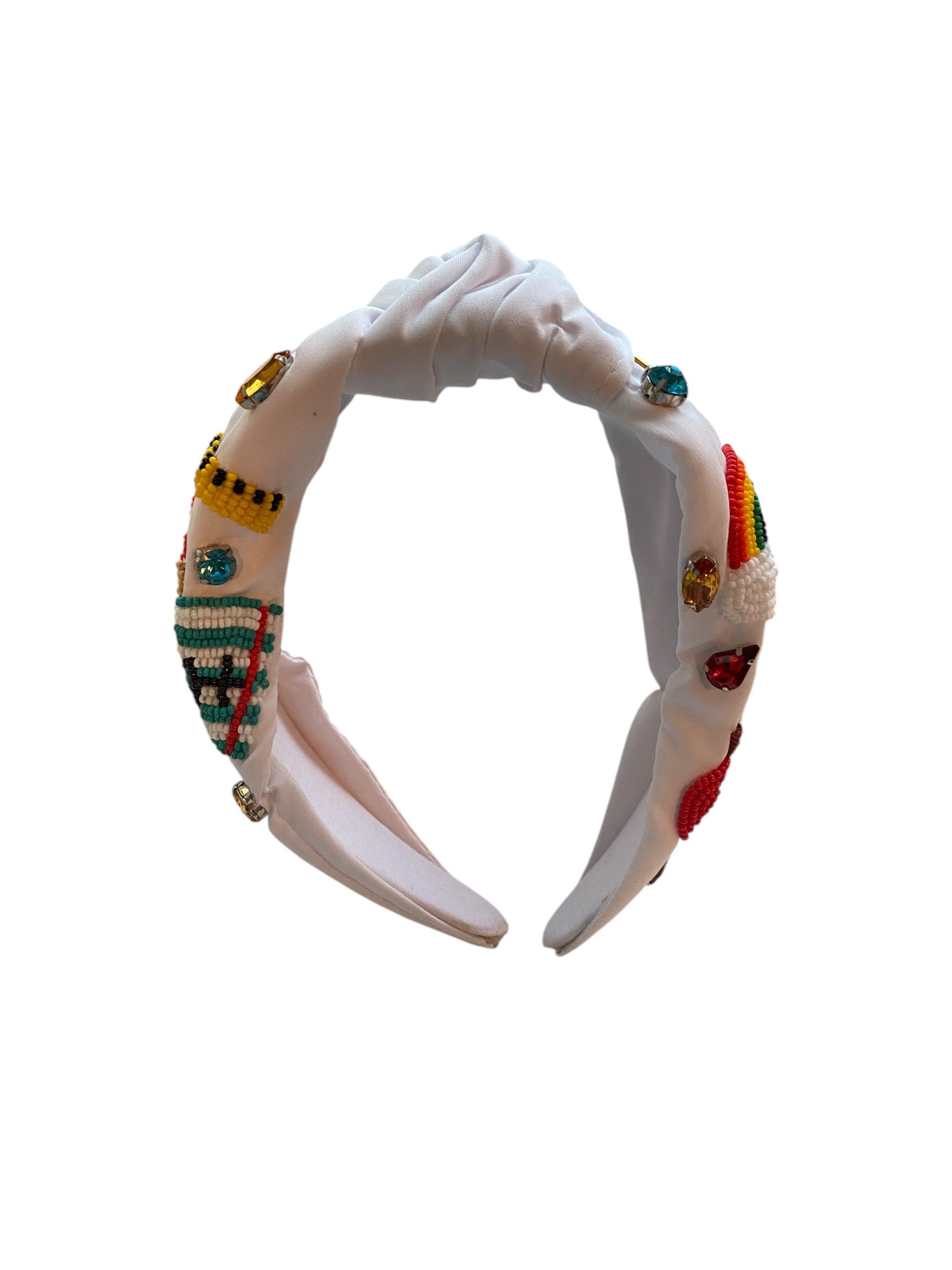 White Beaded Teacher Headband | Back-to-school Hair  display picture 3