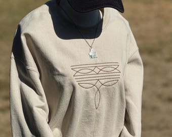 Sudadera de cuello redondo con bordado de puntada de bota, ropa para espectáculos ecuestres