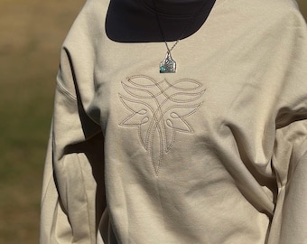 Boot Stitch Besticktes Rundhals-Sweatshirt, Western Horse Show