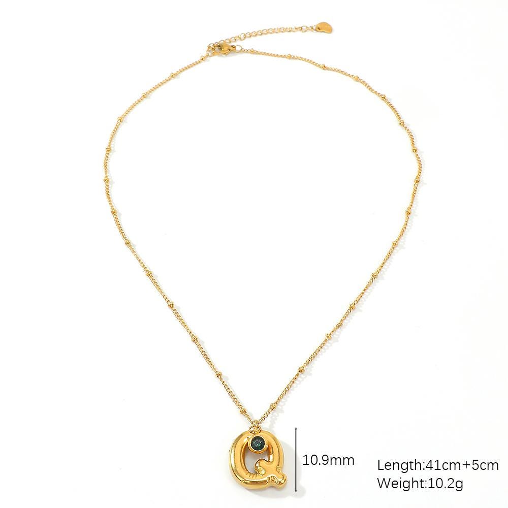 Unique Balloon Letter Birthstone Pendant - Personalized Bubble Letter Necklace - Elegant Gold Necklace for Women - Ideal Gifts for Her