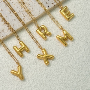 Colgante inicial de burbuja - Colgante de letras de globo - Collar de letras de burbujas - Collar de oro - Collares de mujer - Regalos para ella