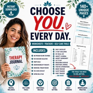 Teen Mental Health Journal | Printable Therapy Workbook | Emotional Growth Planner
