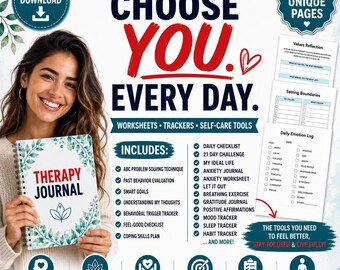 Teen Mental Health Journal | Printable Therapy Workbook | Emotional Growth Planner