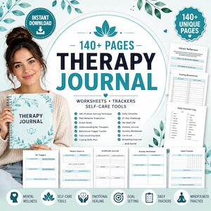Utskrivbar terapijournal | KBT-inspirerad journal | Arbetsbok för tankebearbetning | Självhjälpsplanerare PDF