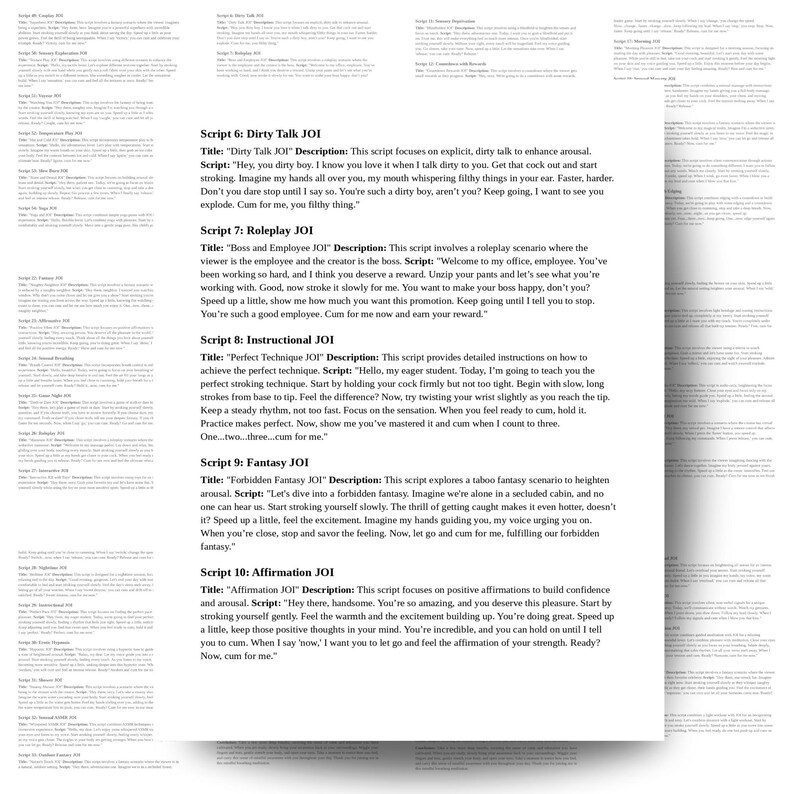200 Joi Scripts Bundle for Adult Creators | Manyvids Scripts | Fanvue ...