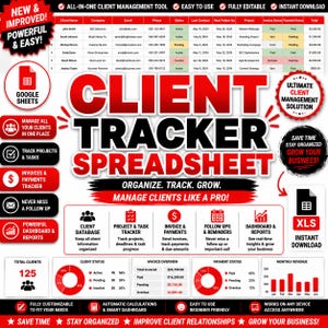 Client Management Spreadsheet | Client Database Template | Customer Tracker | Business Contacts Organizer | CRM Spreadsheet