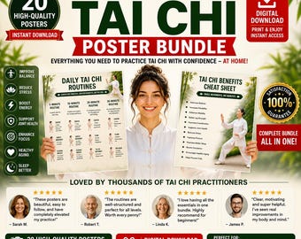 Tai Chi for Seniors and Beginners, Tai Chi Workout Bundle Printable, Chair Tai Chi Exercises for Women/Men,Walking Tai Chi,Balance Exercises