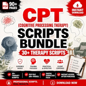 CPT Therapy Scripts | Cognitive Processing Therapy Bundle | 90+ Pages | Therapist Resources PDF