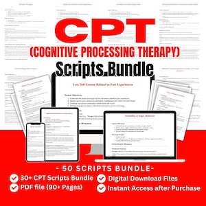 CPT Therapy Scripts | Cognitive Processing Therapy Workbook | CPT Therapist Worksheets