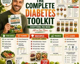 The Complete Diabetes Toolkit | Food Guides, Meal Planner, Grocery Lists & Diabetes Handbook