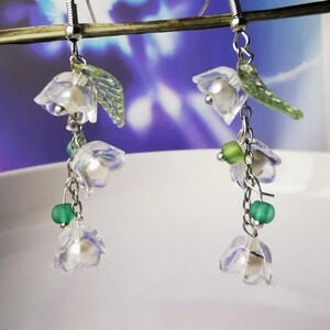 Lily of the Valley Flower Dangle Earrings: Floral Jewelry