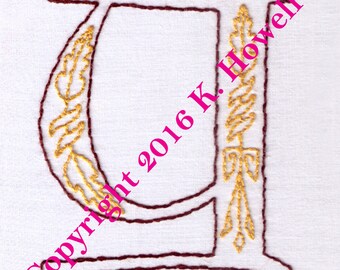 Y Hand Embroidery Pattern, Medieval, Letter, Monogram, Font, Illuminated Manuscript, PDF