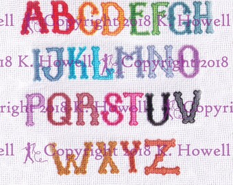 Victorian Cross Stitch Font Pattern, Victorian, Font, Letters, Uppercase, Capitals, Words, Phrases, Circus, Western, General, Serif, PDF