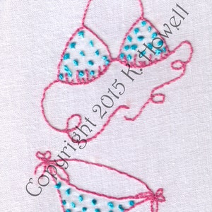 Bikini Hand Embroidery Pattern, String Bikini, Bathing Suit, Swim Suit, PDF