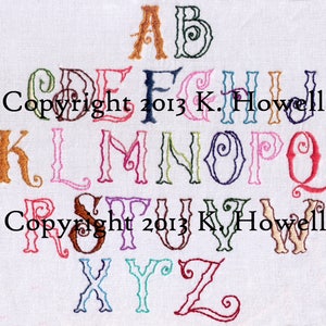 Alphabet Hand Embroidery Pattern, Font, Briarwood Gardens, Letters, Monograms, Initials, Alphabet, Uppercase, Upper Case, PDF