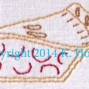 Pie Hand Embroidery Pattern, Cherry Pie, Slice, Dessert, PDF