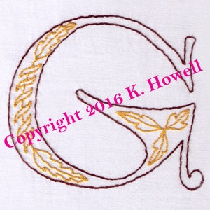 G Monogram Hand Embroidery Pattern, Medieval Letter, Monogram, Font, Illuminated Manuscript, PDF