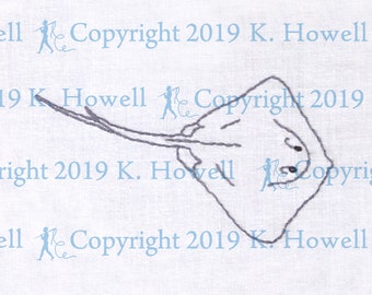 Stingray Hand Embroidery Pattern,Stingray, Sting Ray, Sting, Ray, Ocean, Water, Scuba, Fish, Fishing, Beach, Shore, Digital, Download, PDF