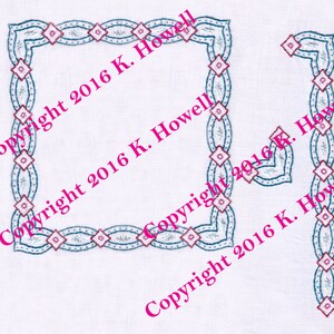 Border Hand Embroidery Pattern, Frame, Diamonds and Stars, Border, Edge, Fancy, Easy, Fast, Hem, PDF