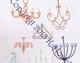 Chandeliers Hand Embroidery Pattern, Lights, PDF, Miniature