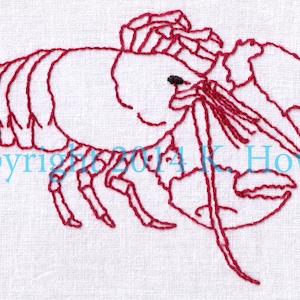 Lobster Hand Embroidery Pattern, Ocean, Crab, Lobster, Sea, Food, Maine, Red, Crustacean, Digital, Download, Realistic, Aquarium, Surf, PDF