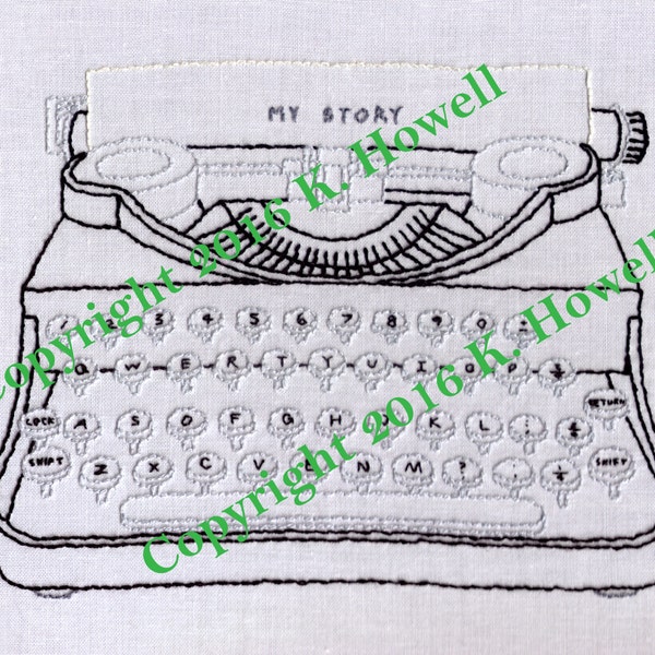 Typewriter, Hand Embroidery Pattern, Antique, Vintage, Writer, Type, PDF