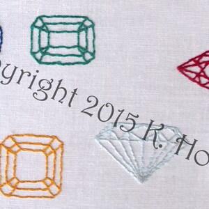 Jewels Hand Embroidery Pattern, Gem Stones, Riches, Treasure, PDF