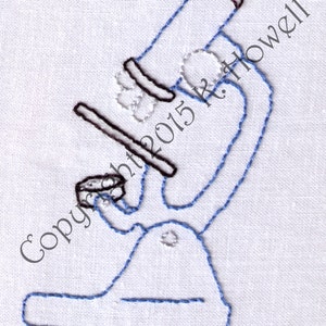 Microscope Hand Embroidery Pattern, Science, PDF