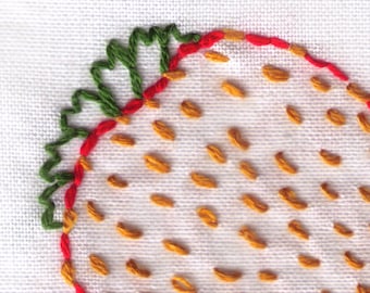 Strawberry Hand Embroidery Pattern, Fruit, Garden, Produce, Farm, Summer, PDF
