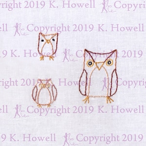 Owls Hand Embroidery Pattern, Owls, Small, Quick, Owl, Bird, Flock, Hooters, Predator, Cute, Simple, Easy, cartoon, Digital, Download, PDF